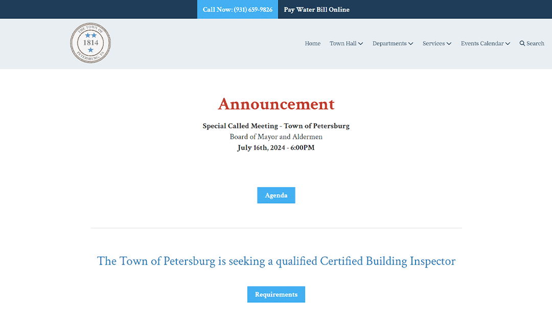 petersburg TN Government website image