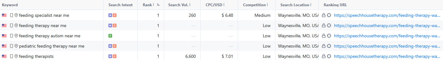 Speech House Therapy SEO Keywords